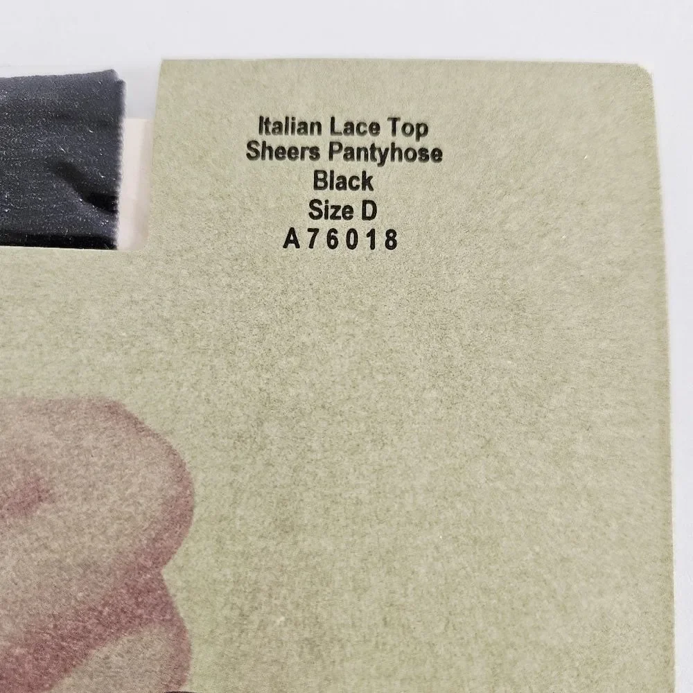 NWT Legacy Set of Two Bodyshapers Italian Lace Top Sheers Pantyhose Black Size D